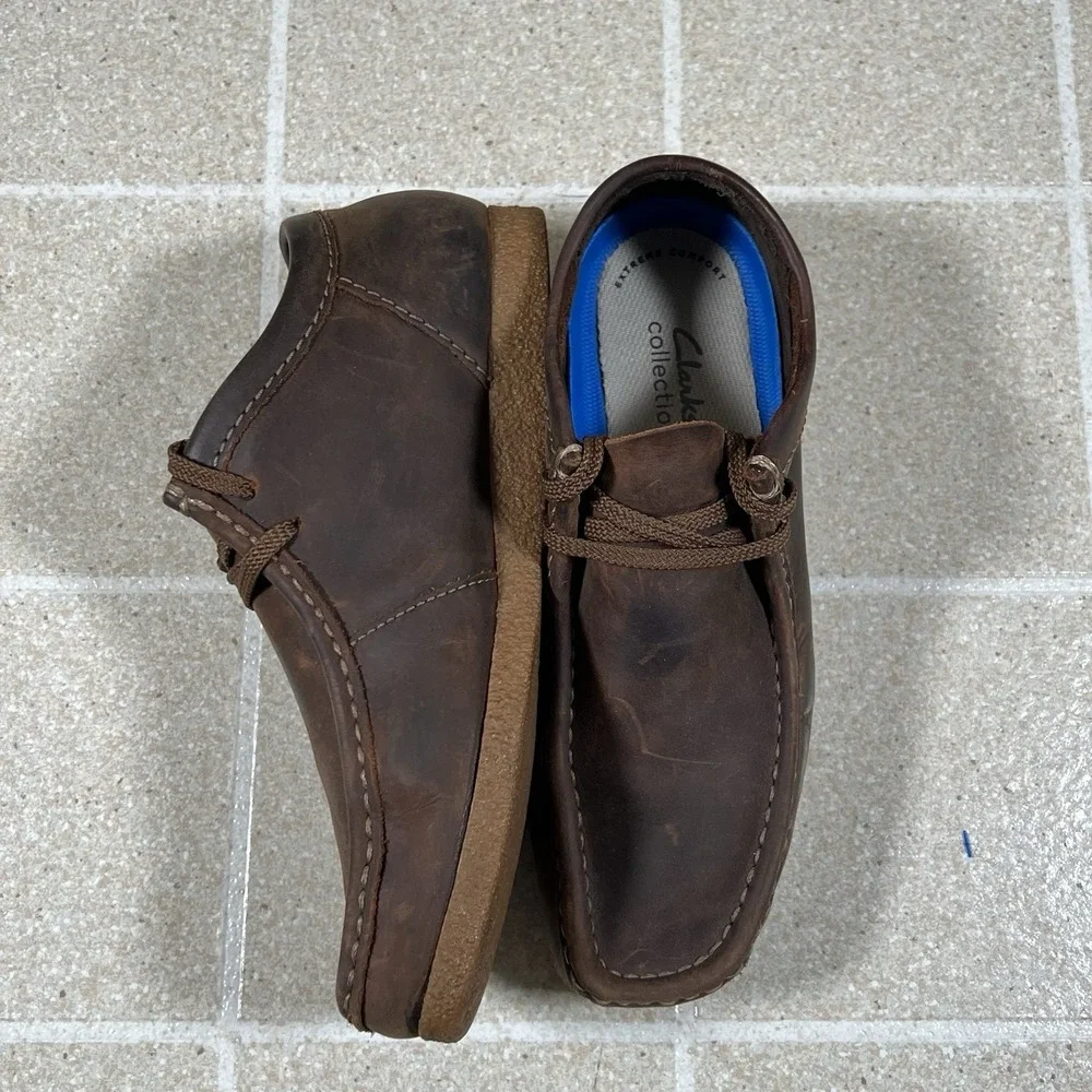 Clarks Shacre II Run Men's 8 Brown Leather Wallabee Shoes Beeswax Leather